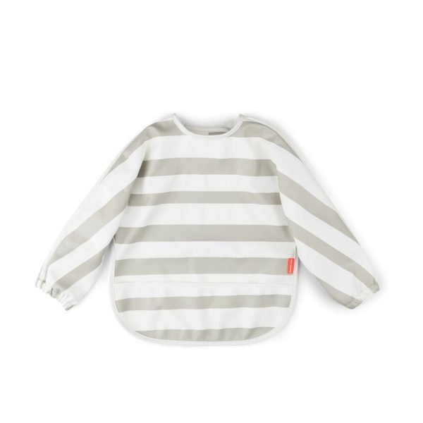 Sleeved pocket bib - stripes - sand