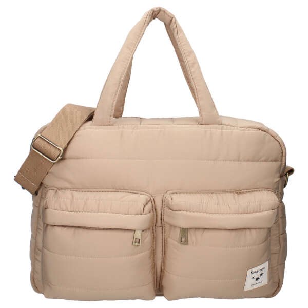 beige diaper bag