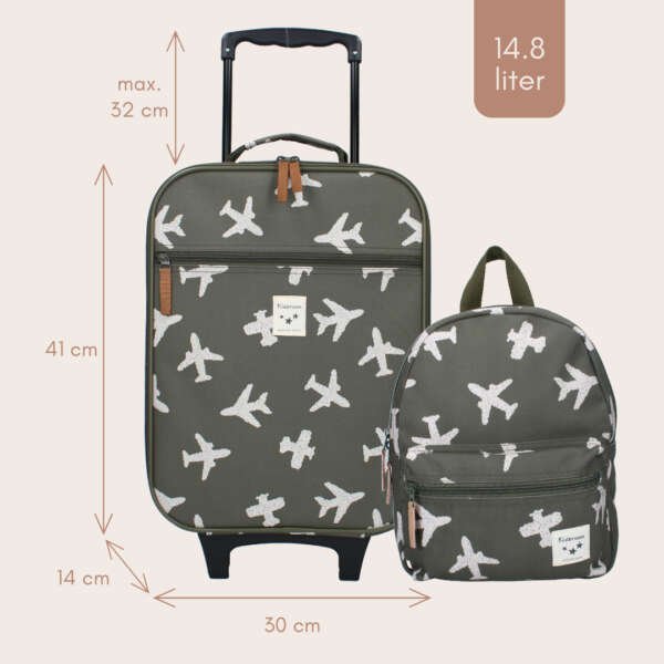 Trolley suitcase Kidzroom Army green, Planes - Image 10