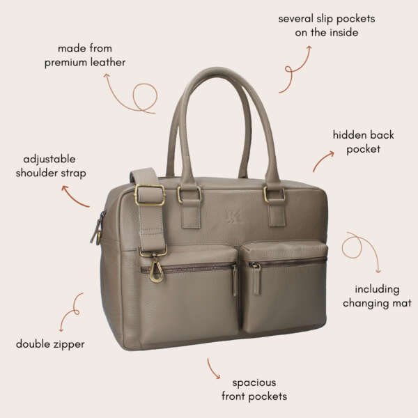 Leather Diaper bag Kidzroom Care Vienna Taupe - Image 2