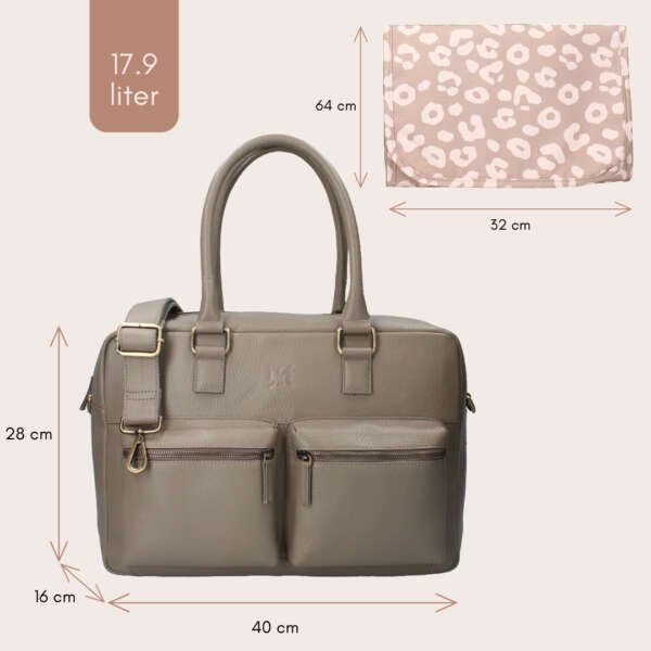 Leather Diaper bag Kidzroom Care Vienna Taupe - Image 3