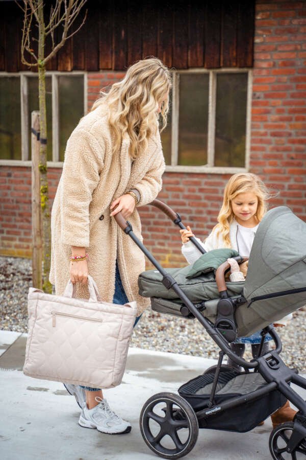 beige diaper bag