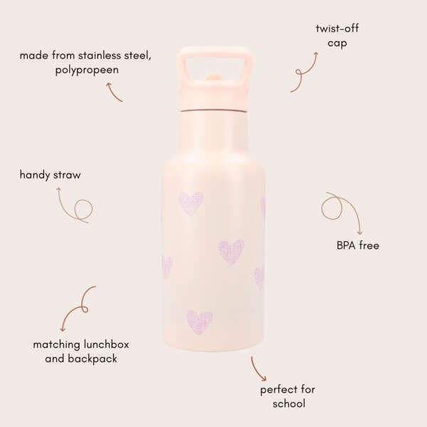 water bottle with hearts