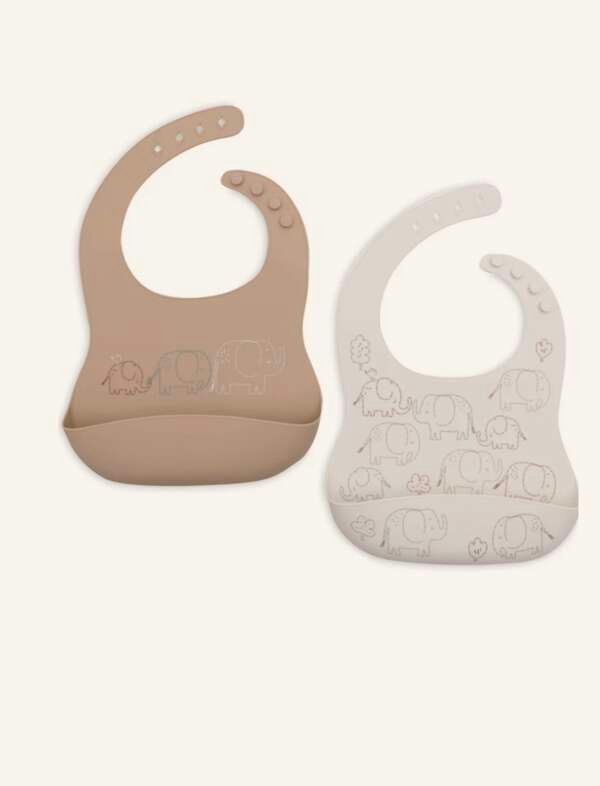 Bib Silicone - Elephant Tales - 2 Pack